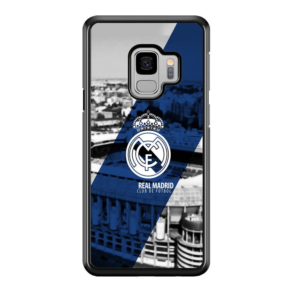 Real Madrid White Silhouette Samsung Galaxy S9 Case-Rubber Black (2D Case)-Oxvistore