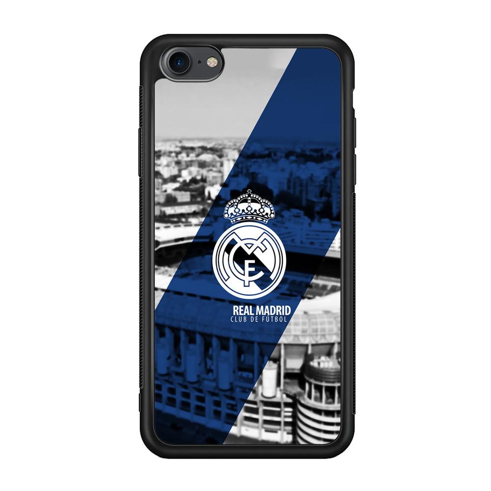 Real Madrid White Silhouette iPhone 8 Case-Rubber Black (2D Case)-Oxvistore