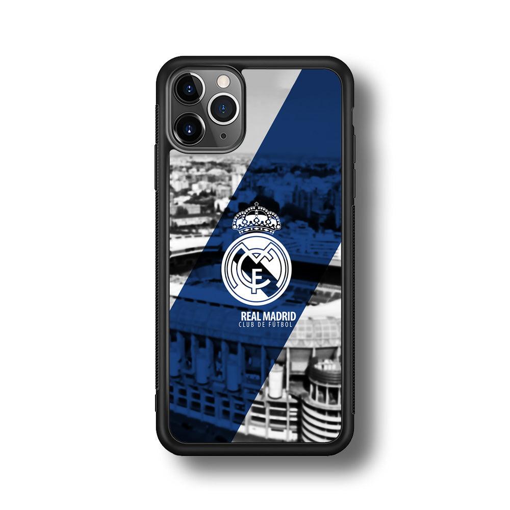 Real Madrid White Silhouette iPhone 11 Pro Case-Rubber Black (2D Case)-Oxvistore