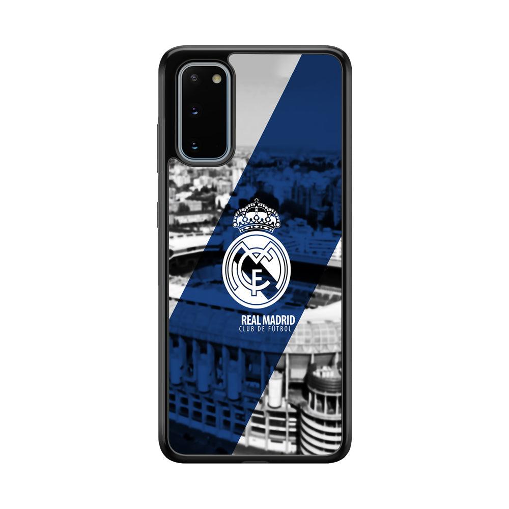 Real Madrid White Silhouette Samsung Galaxy S20 Case-Rubber Black (2D Case)-Oxvistore