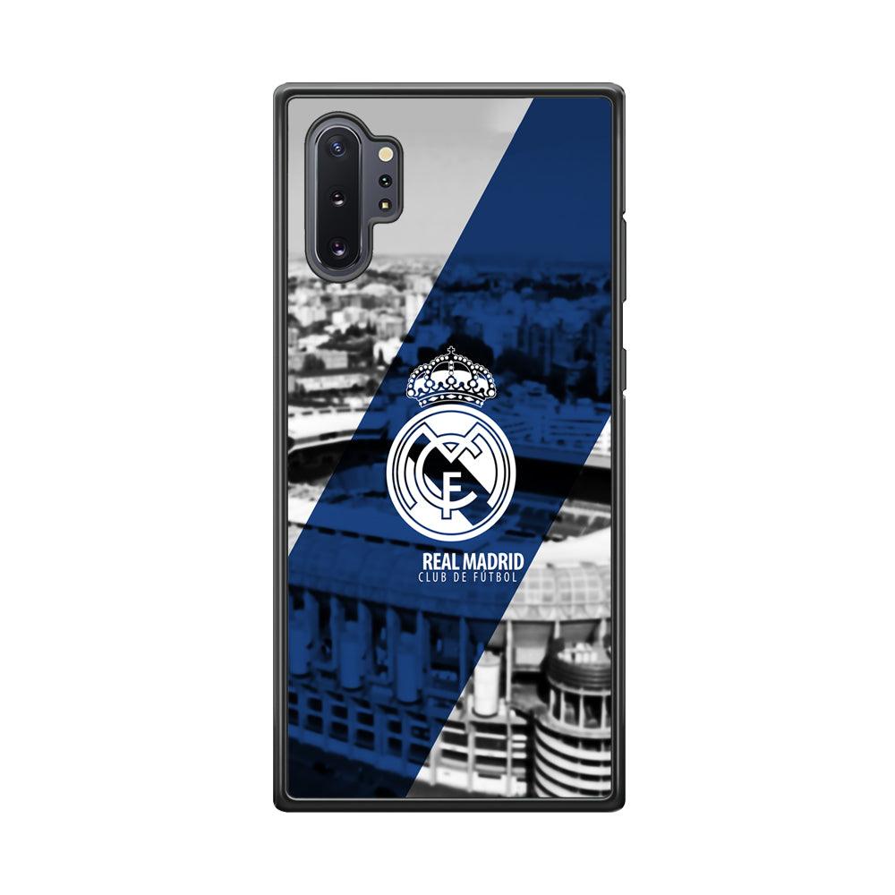 Real Madrid White Silhouette Samsung Galaxy Note 10 Plus Case-Rubber Black (2D Case)-Oxvistore