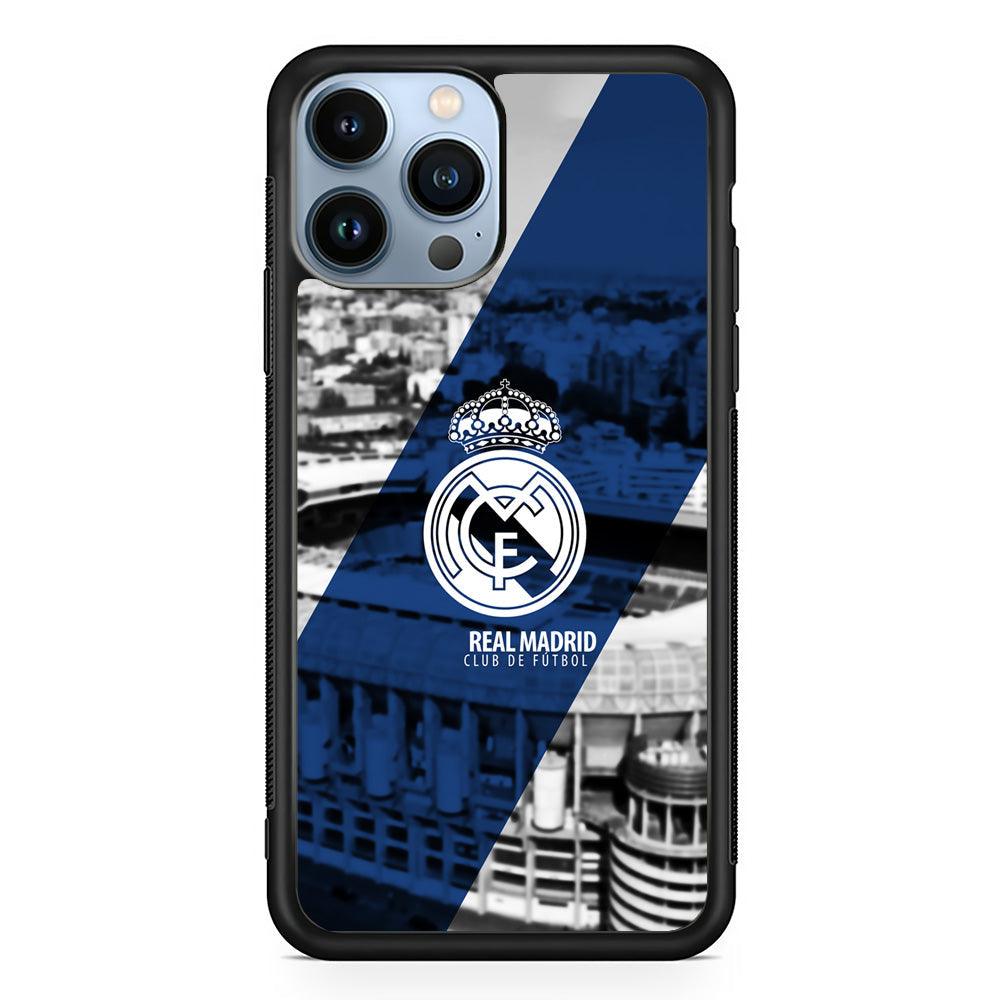 Real Madrid White Silhouette iPhone 15 Pro Case-Rubber Black (2D Case)-Oxvistore