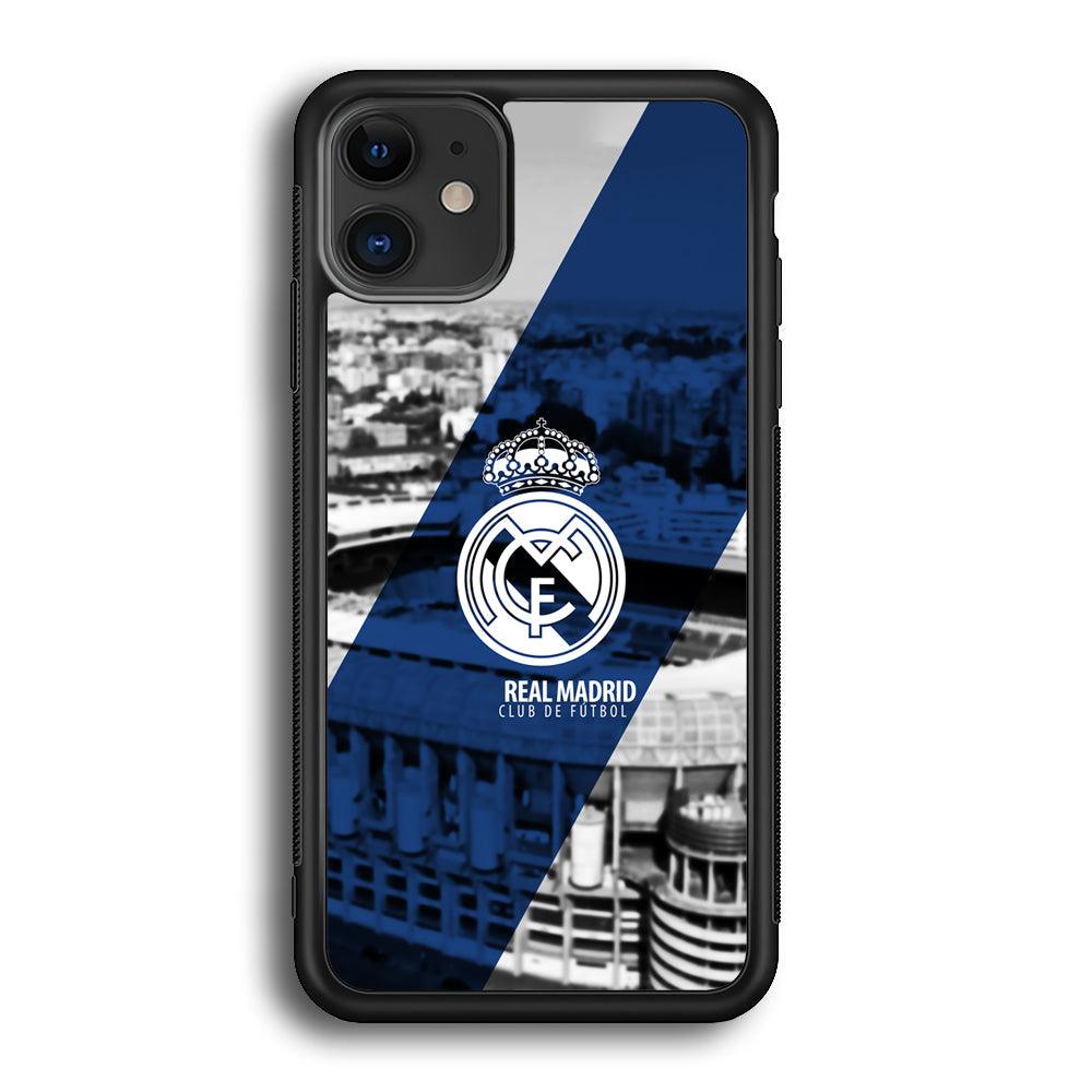 Real Madrid White Silhouette iPhone 12 Case-Rubber Black (2D Case)-Oxvistore