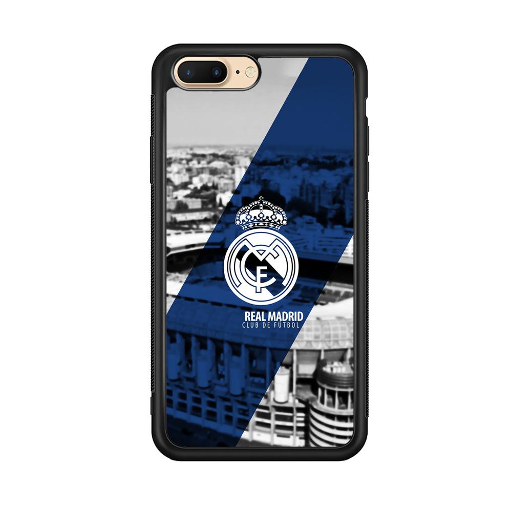 Real Madrid White Silhouette iPhone 7 Plus Case-Rubber Black (2D Case)-Oxvistore