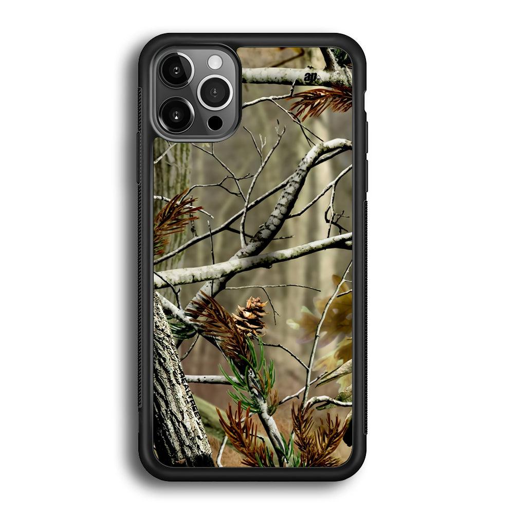 Realtree Light Camo Forest iPhone 12 Pro Case-Rubber Black (2D Case)-Oxvistore