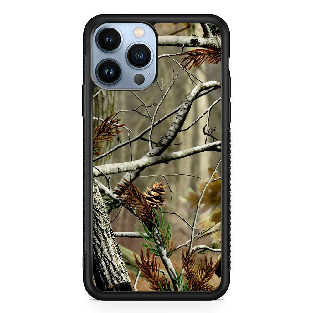 Realtree Light Camo Forest iPhone 14 Pro Max Case-Rubber Black (2D Case)-Oxvistore