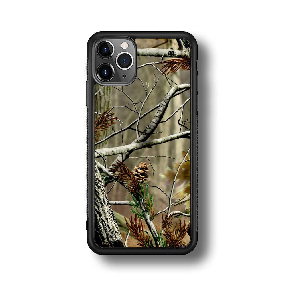 Realtree Light Camo Forest iPhone 11 Pro Case-Rubber Black (2D Case)-Oxvistore