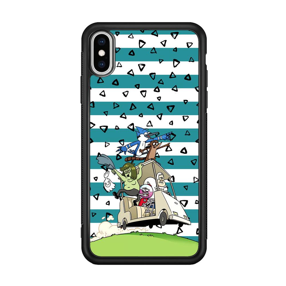 Regular Show Keep It Moving iPhone XS Case-Rubber Black (2D Case)-Oxvistore
