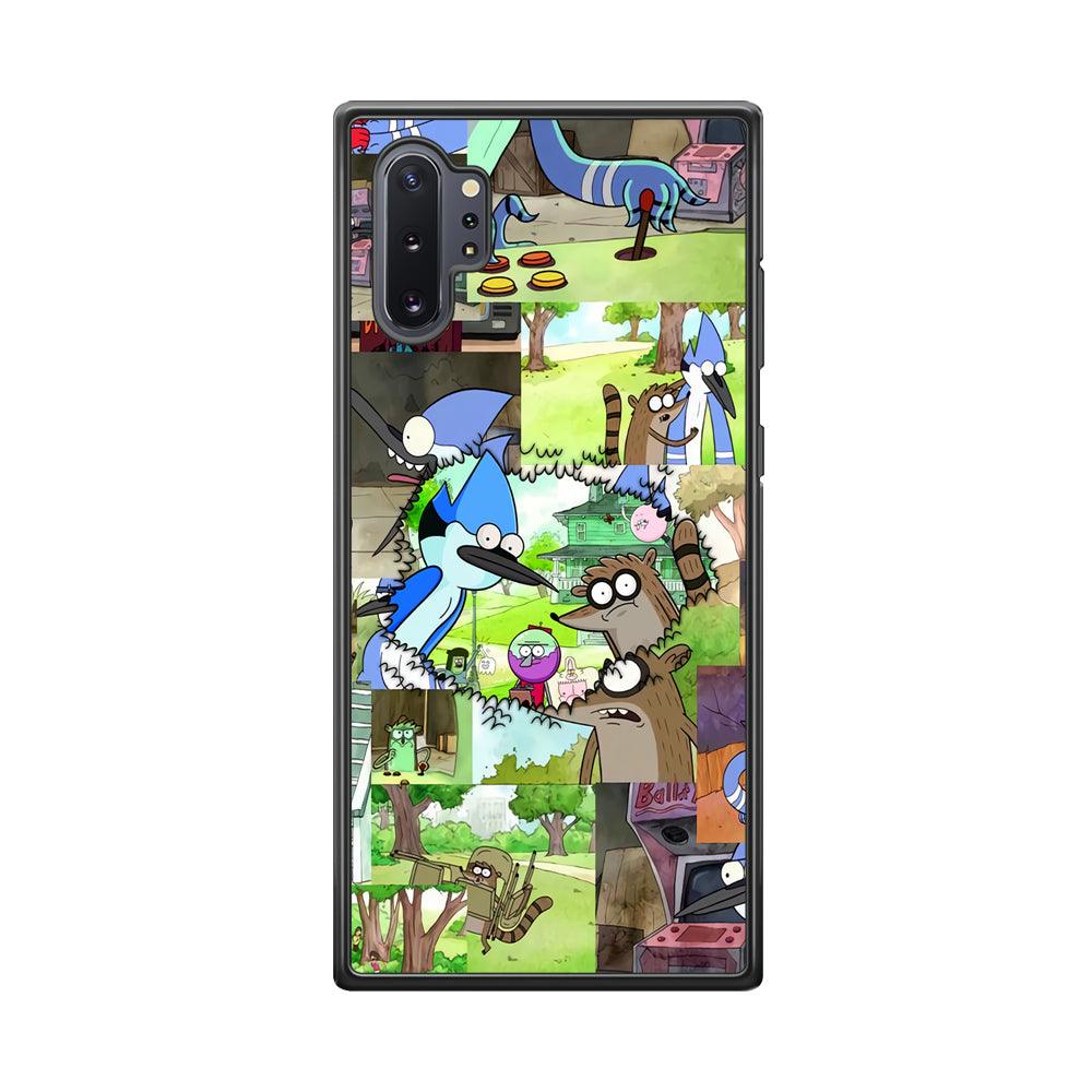 Regular Show Peek into The Past Samsung Galaxy Note 10 Plus Case-Rubber Black (2D Case)-Oxvistore