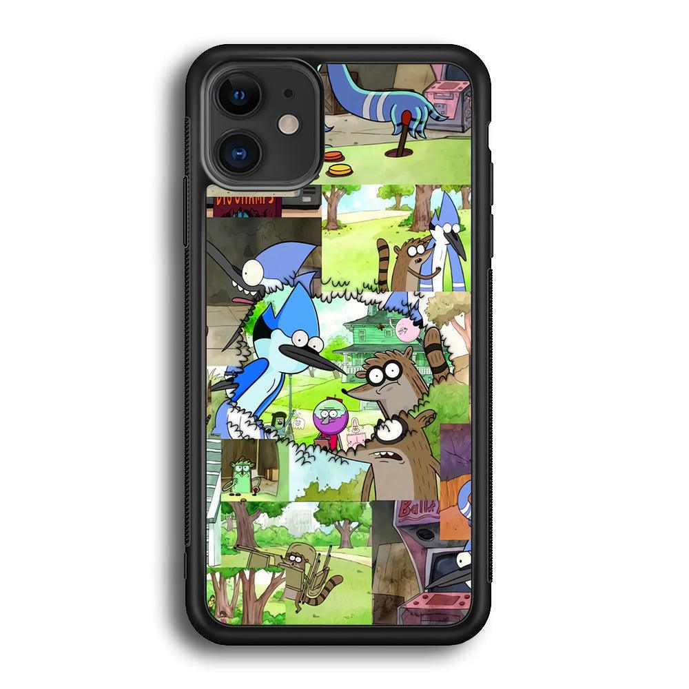 Regular Show Peek into The Past iPhone 12 Case-Rubber Black (2D Case)-Oxvistore
