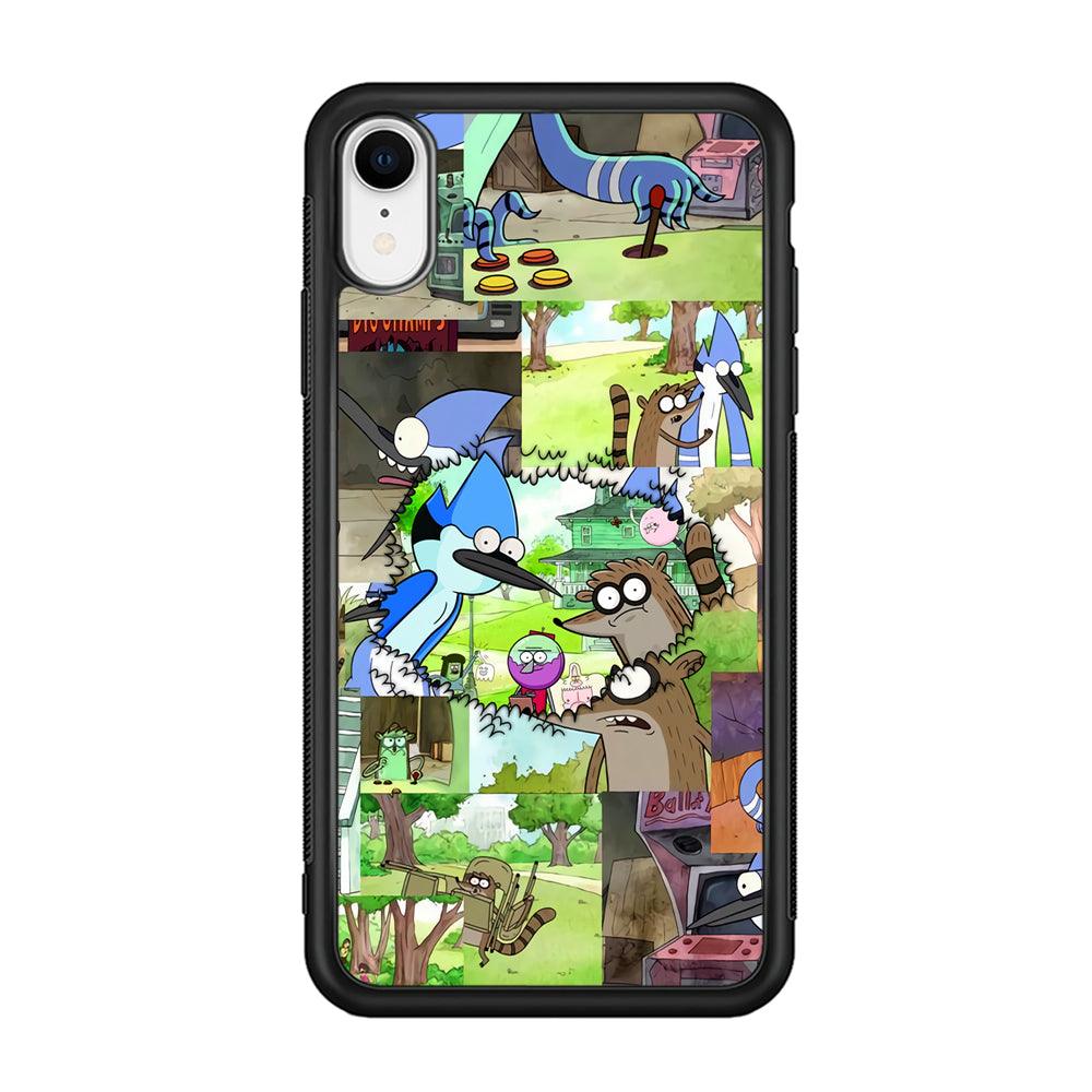 Regular Show Peek into The Past iPhone XR Case-Rubber Black (2D Case)-Oxvistore