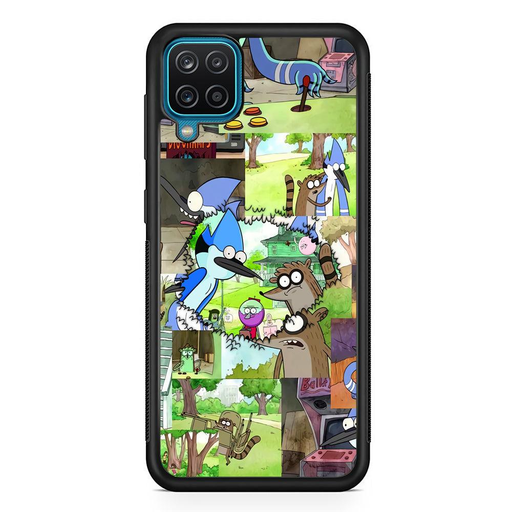 Regular Show Peek into The Past Samsung Galaxy A12 Case-Rubber Black (2D Case)-Oxvistore