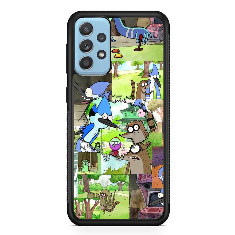 Regular Show Peek into The Past Samsung Galaxy A72 Case-Rubber Black (2D Case)-Oxvistore