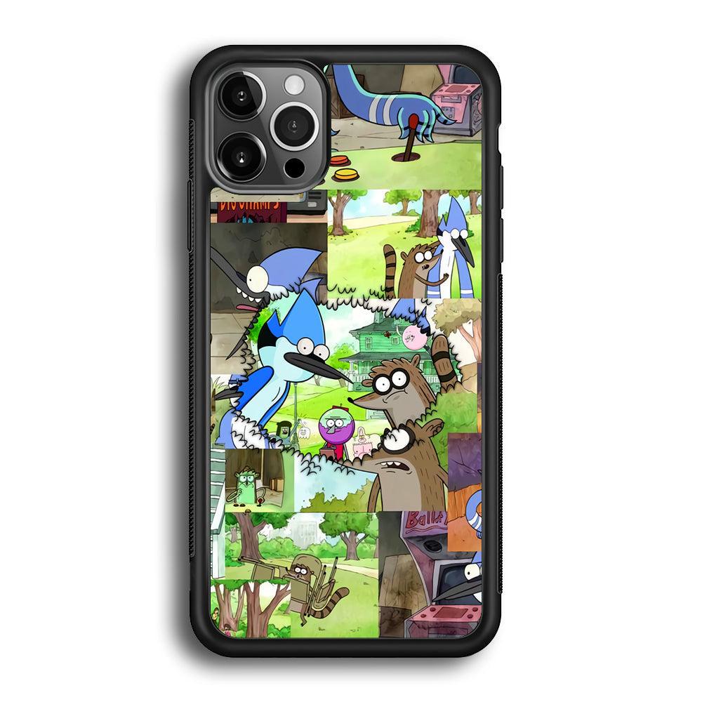 Regular Show Peek into The Past iPhone 12 Pro Case-Rubber Black (2D Case)-Oxvistore