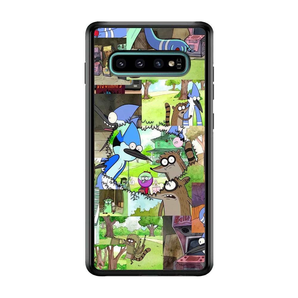 Regular Show Peek into The Past Samsung Galaxy S10 Case-Rubber Black (2D Case)-Oxvistore
