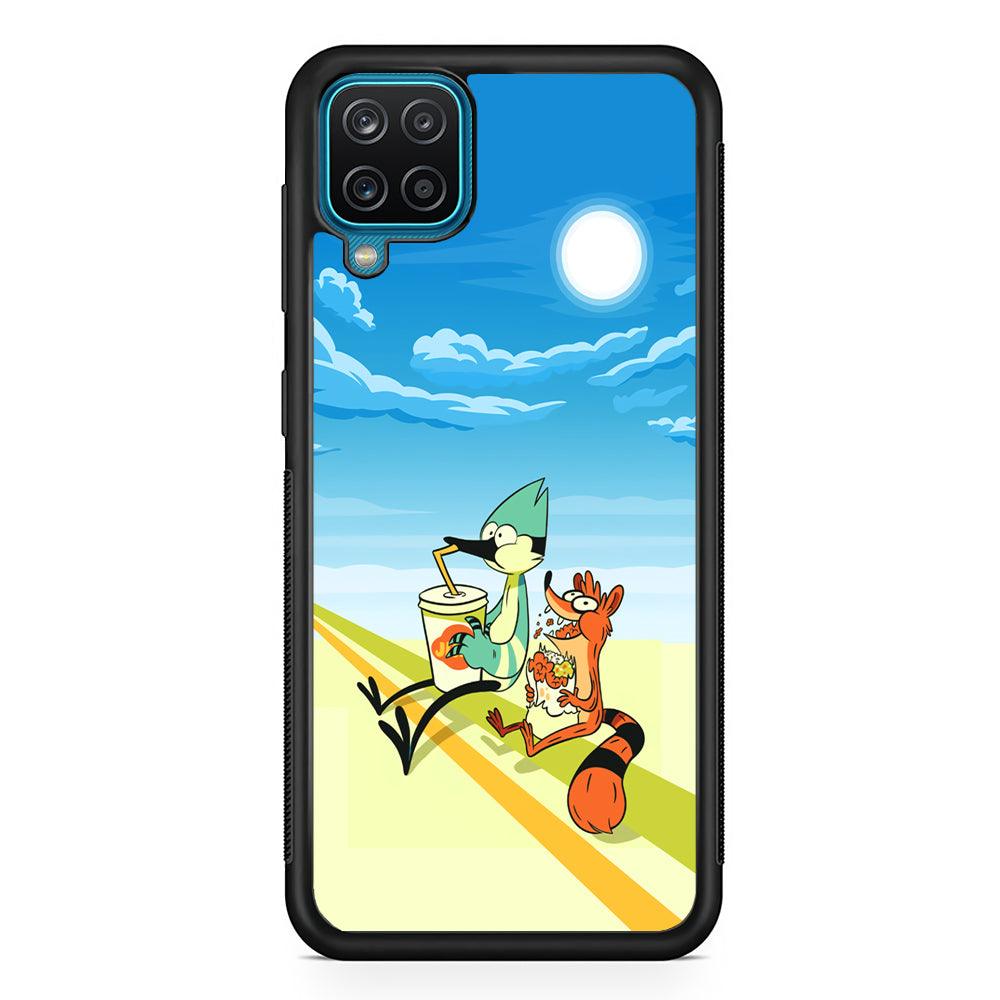 Regular Show Sunny Hot Day Samsung Galaxy A12 Case-Rubber Black (2D Case)-Oxvistore