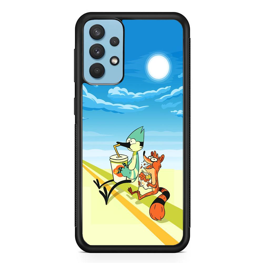 Regular Show Sunny Hot Day Samsung Galaxy A32 Case-Rubber Black (2D Case)-Oxvistore