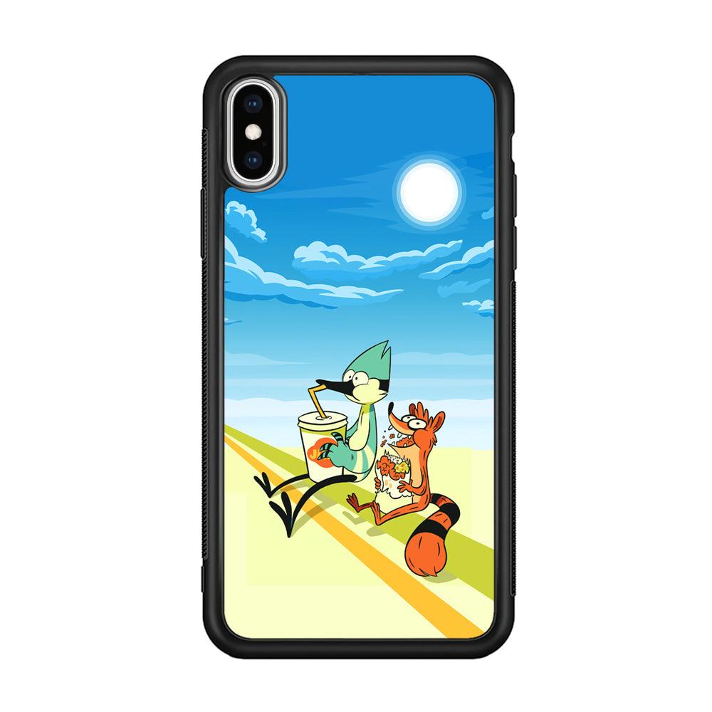 Regular Show Sunny Hot Day iPhone XS Case-Rubber Black (2D Case)-Oxvistore