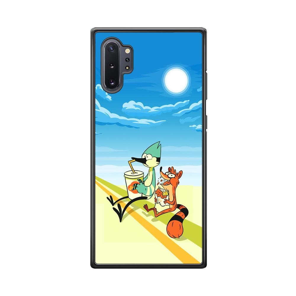 Regular Show Sunny Hot Day Samsung Galaxy Note 10 Plus Case-Rubber Black (2D Case)-Oxvistore