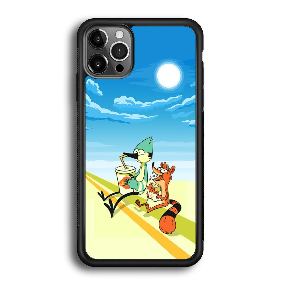 Regular Show Sunny Hot Day iPhone 12 Pro Case-Rubber Black (2D Case)-Oxvistore