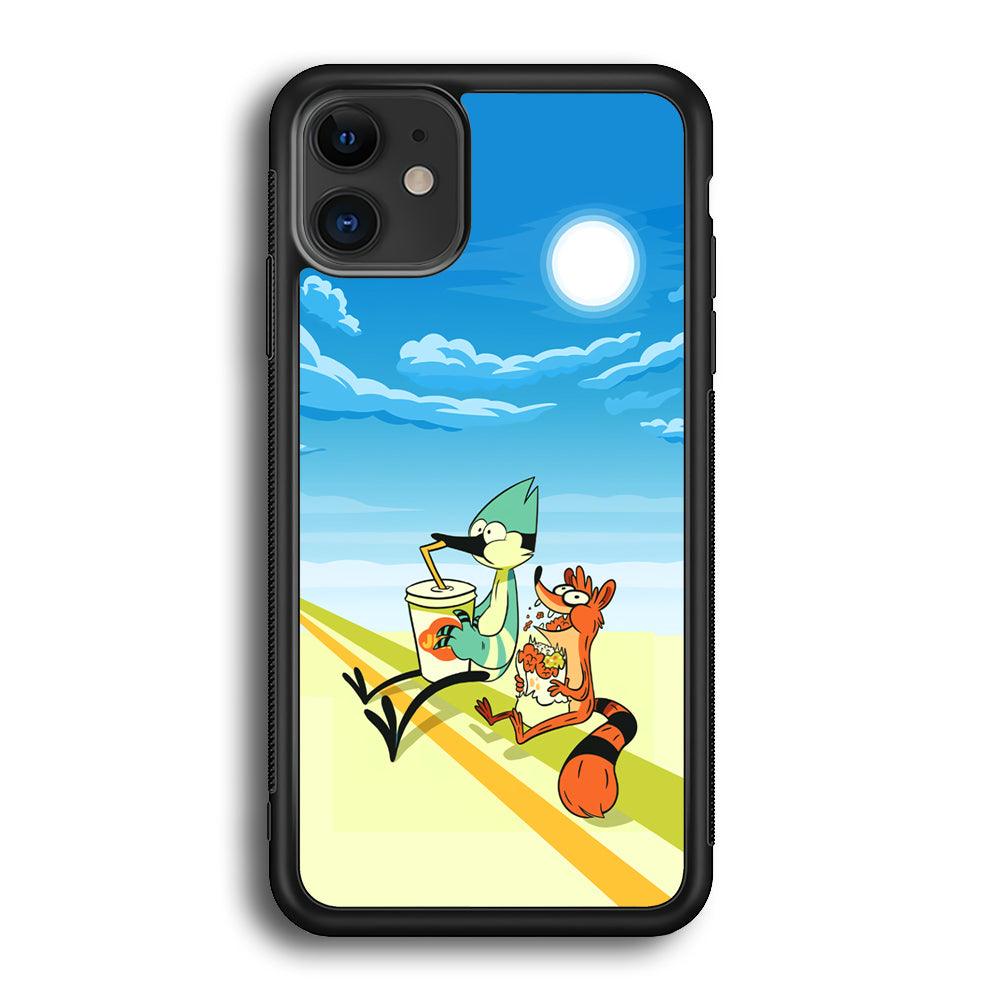 Regular Show Sunny Hot Day iPhone 12 Case-Rubber Black (2D Case)-Oxvistore