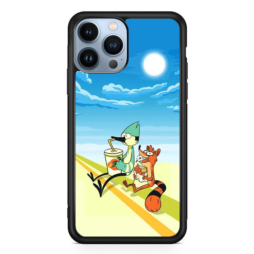 Regular Show Sunny Hot Day iPhone 15 Pro Max Case-Rubber Black (2D Case)-Oxvistore