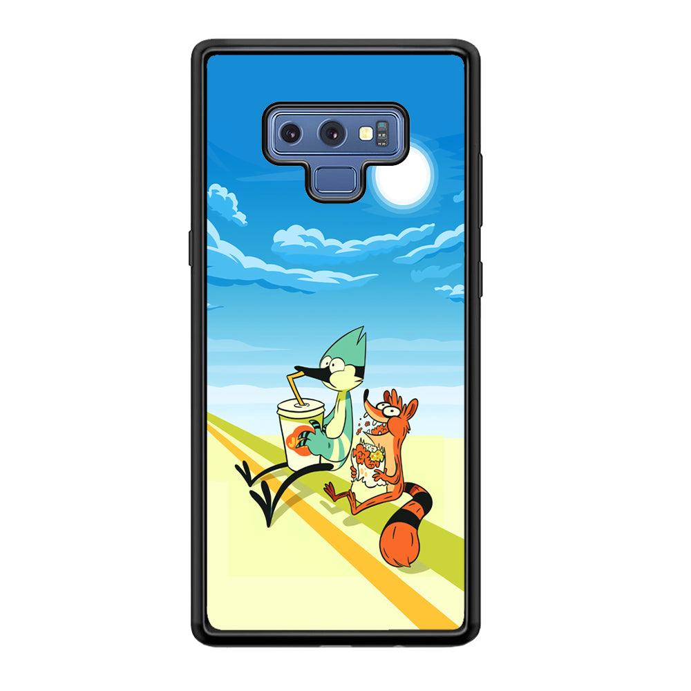 Regular Show Sunny Hot Day Samsung Galaxy Note 9 Case-Rubber Black (2D Case)-Oxvistore