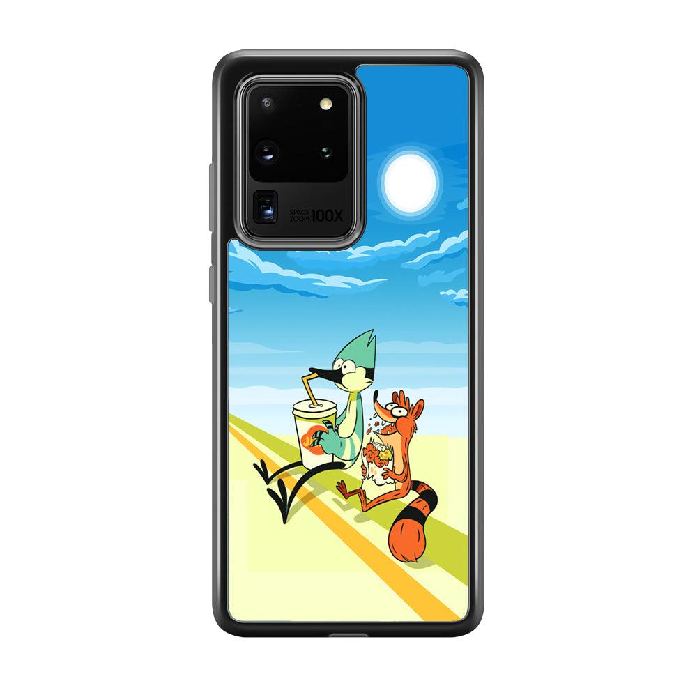 Regular Show Sunny Hot Day Samsung Galaxy S20 Ultra Case-Rubber Black (2D Case)-Oxvistore
