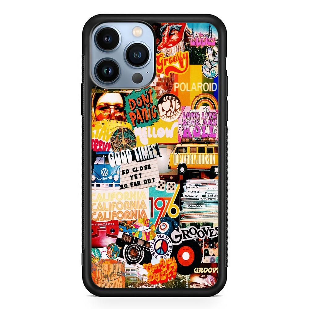 Retro Aesthetic 70s Collage 2D Rubber Phone Case-Black-Oxvistore