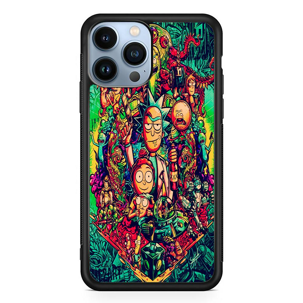 Rick and Morty Cartoon Art 2D Rubber Phone Case-Black-Oxvistore