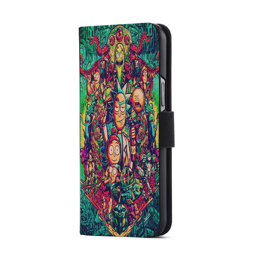 Rick and Morty Cartoon Art Flip Wallet Phone Case-Oxvistore