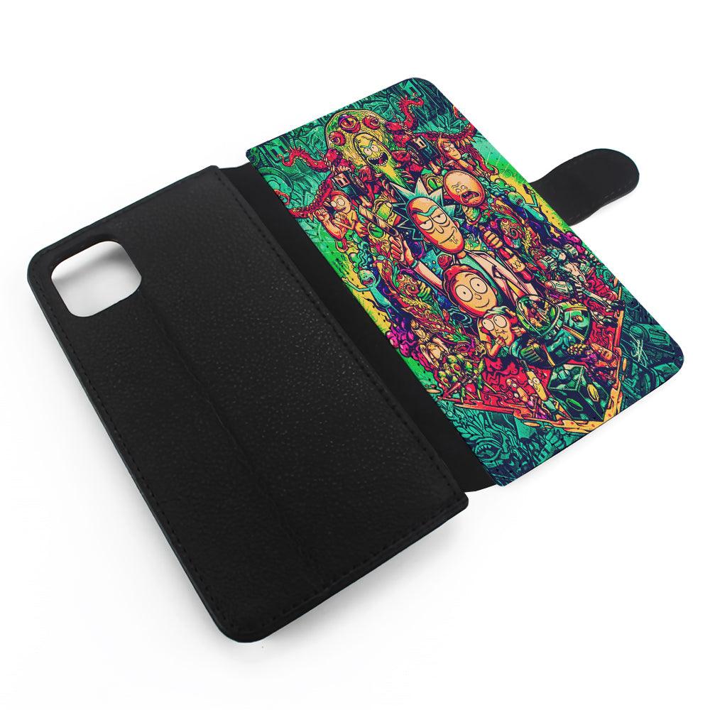 Rick and Morty Cartoon Art Flip Wallet Phone Case-Oxvistore