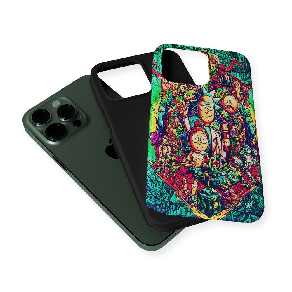 Rick and Morty Cartoon Art 2 in 1 Tough Phone Case-Oxvistore