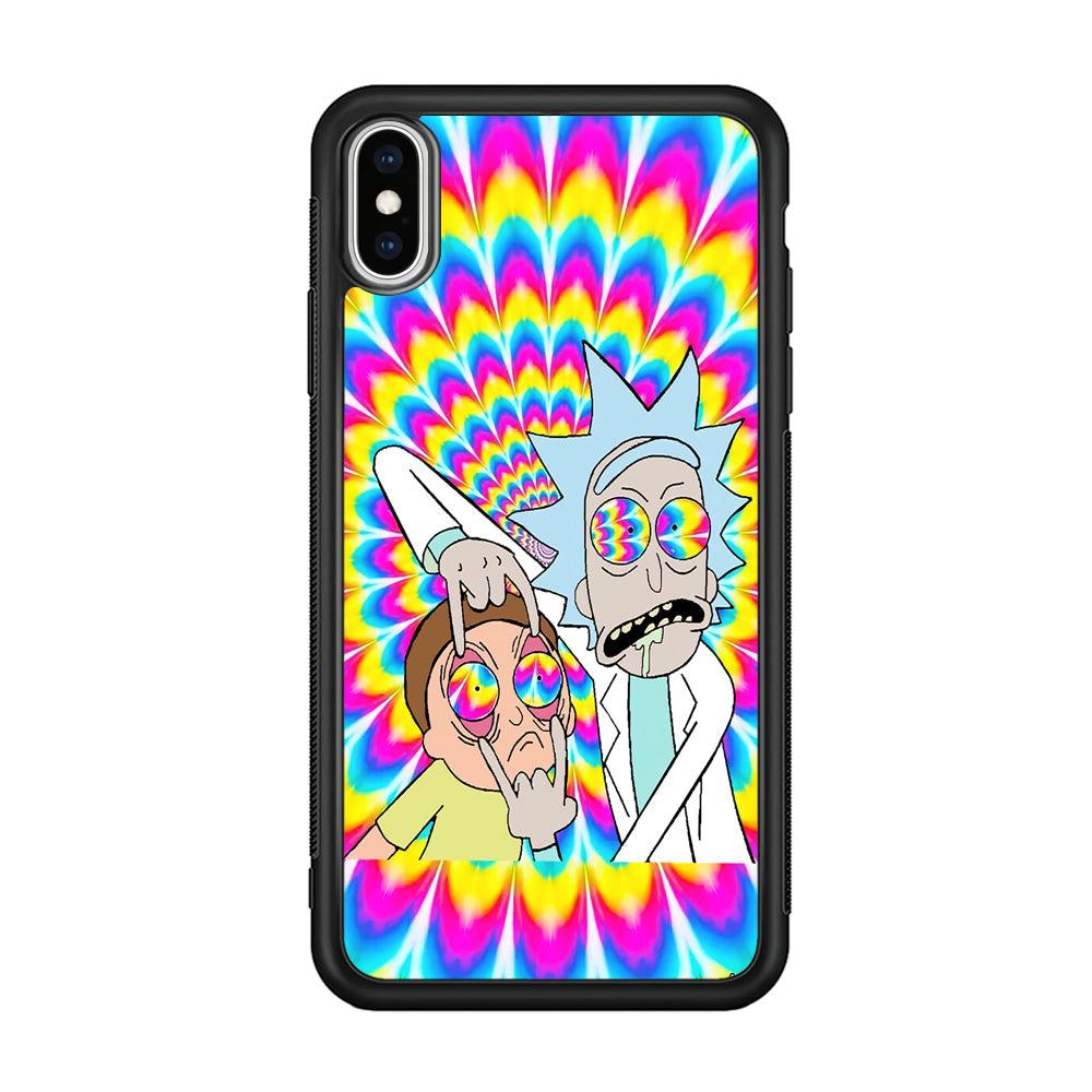 Rick and Morty Hippie Hype iPhone XS Case-Rubber Black (2D Case)-Oxvistore