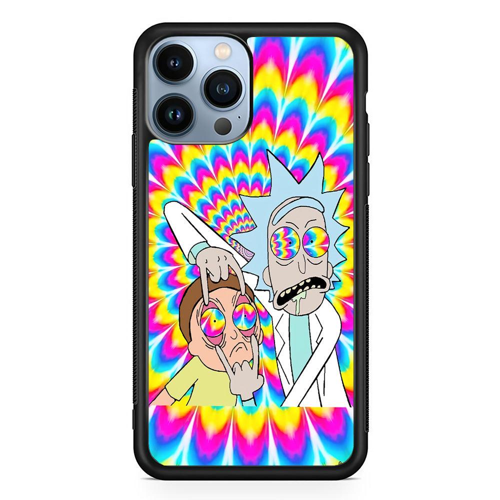 Rick and Morty Hippie Hype iPhone 15 Pro Max Case-Rubber Black (2D Case)-Oxvistore