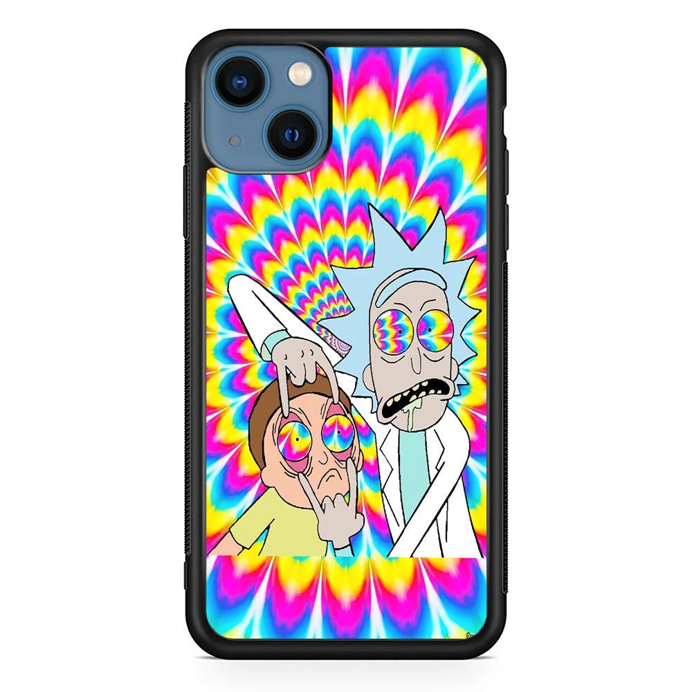 Rick and Morty Hippie Hype iPhone 15 Plus Case-Rubber Black (2D Case)-Oxvistore