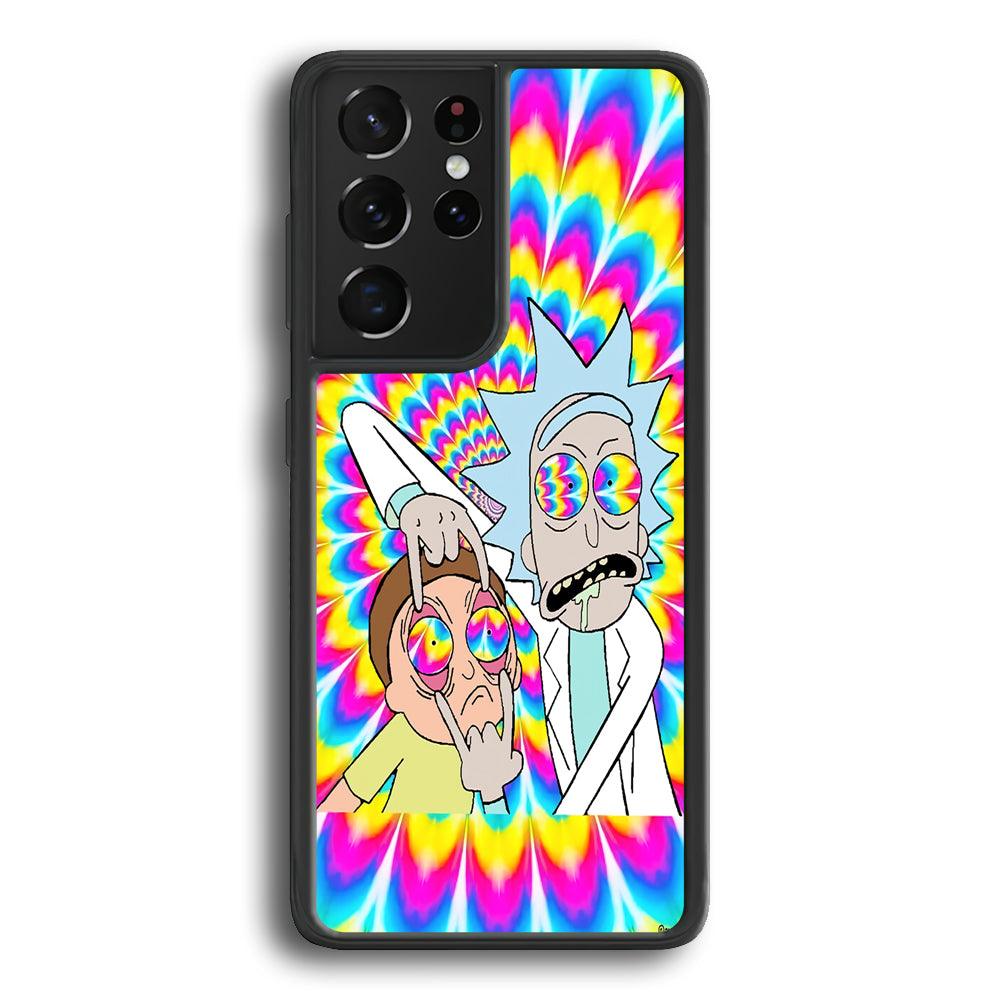 Rick and Morty Hippie Hype Samsung Galaxy S22 Ultra Case-Rubber Black (2D Case)-Oxvistore