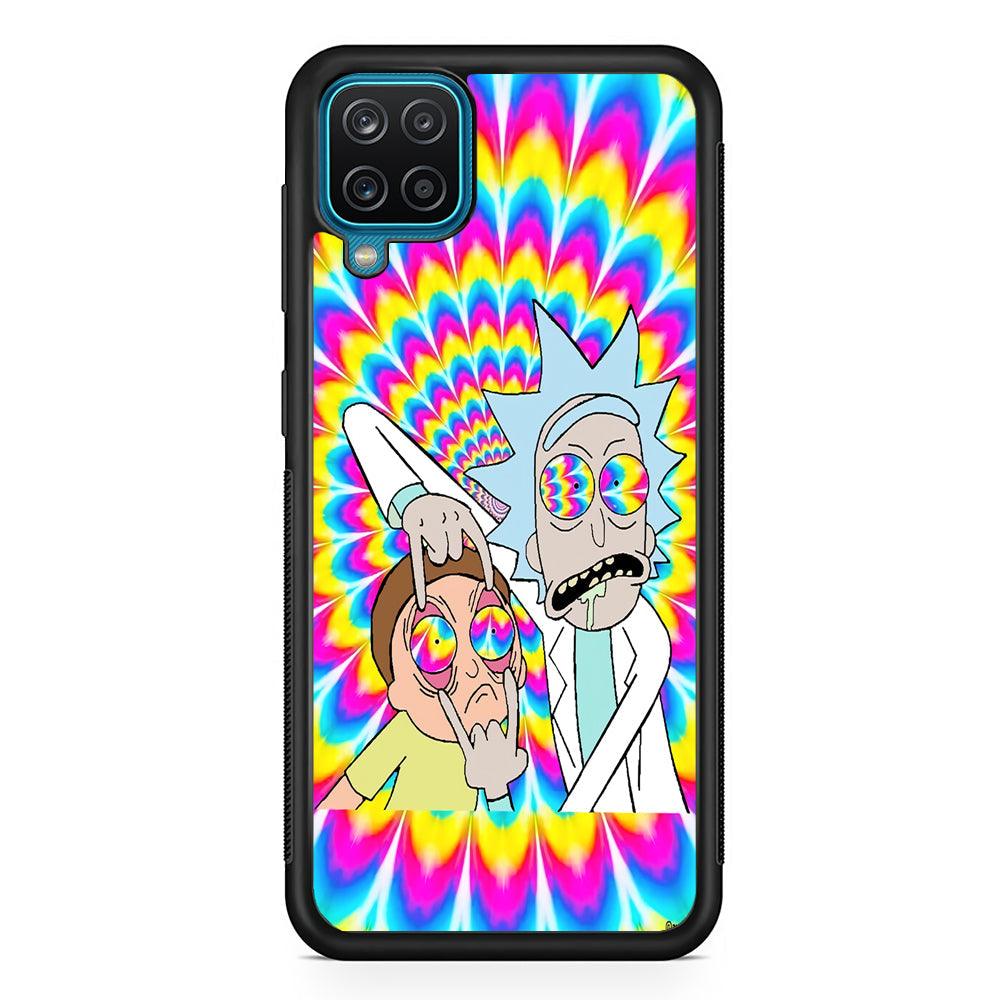 Rick and Morty Hippie Hype Samsung Galaxy A12 Case-Rubber Black (2D Case)-Oxvistore