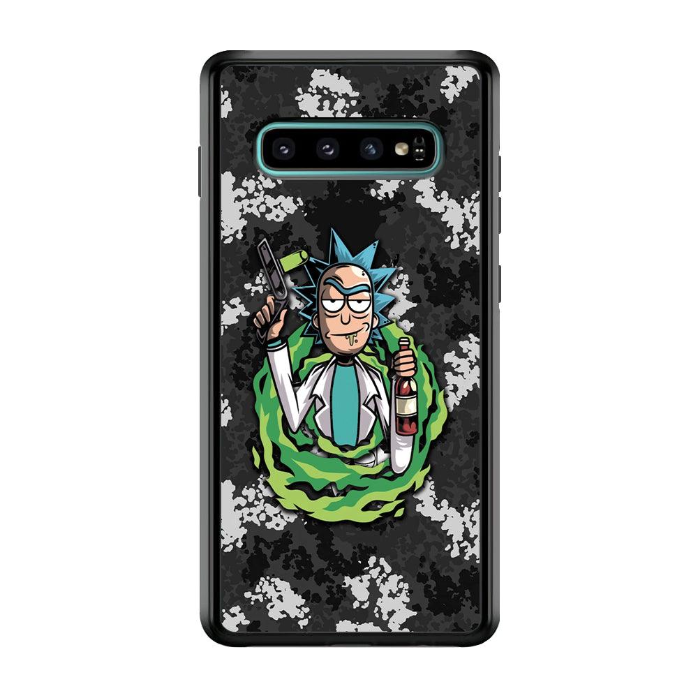 Rick and Morty Let's Have Fun Samsung Galaxy S10 Case-Rubber Black (2D Case)-Oxvistore