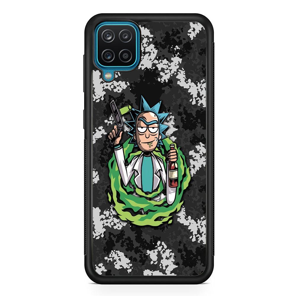 Rick and Morty Let's Have Fun Samsung Galaxy A12 Case-Rubber Black (2D Case)-Oxvistore