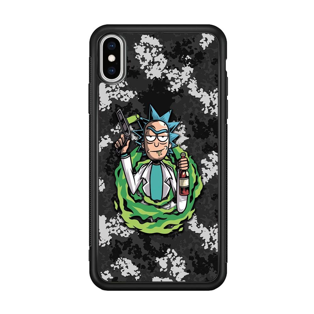 Rick and Morty Let's Have Fun iPhone XS Case-Rubber Black (2D Case)-Oxvistore