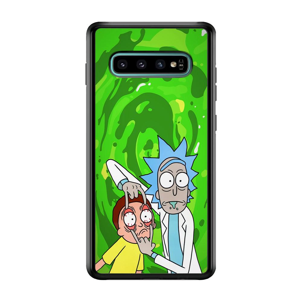 Rick and Morty Look The Real Life Samsung Galaxy S10 Case-Rubber Black (2D Case)-Oxvistore