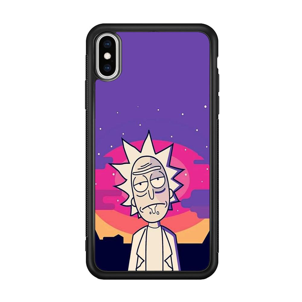 Rick and Morty Night Face iPhone XS Case-Rubber Black (2D Case)-Oxvistore