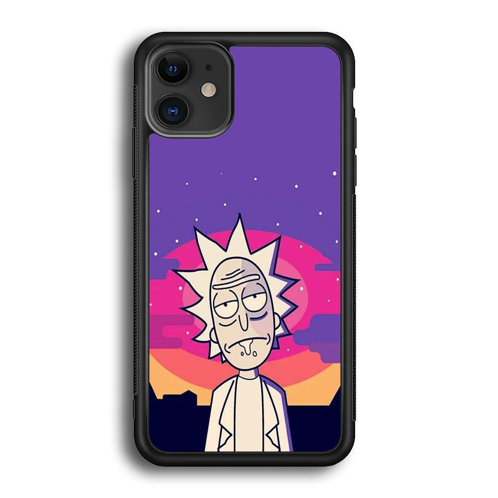 Rick and Morty Night Face iPhone 12 Case-Rubber Black (2D Case)-Oxvistore