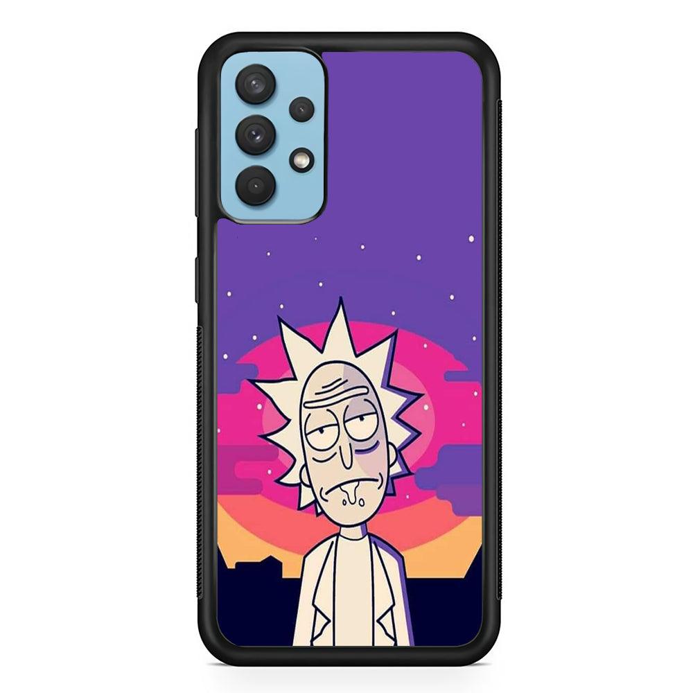 Rick and Morty Night Face Samsung Galaxy A32 Case-Rubber Black (2D Case)-Oxvistore