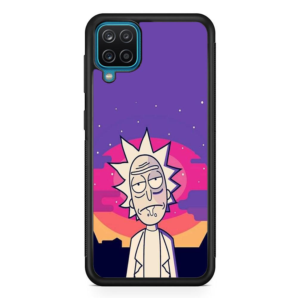 Rick and Morty Night Face Samsung Galaxy A12 Case-Rubber Black (2D Case)-Oxvistore