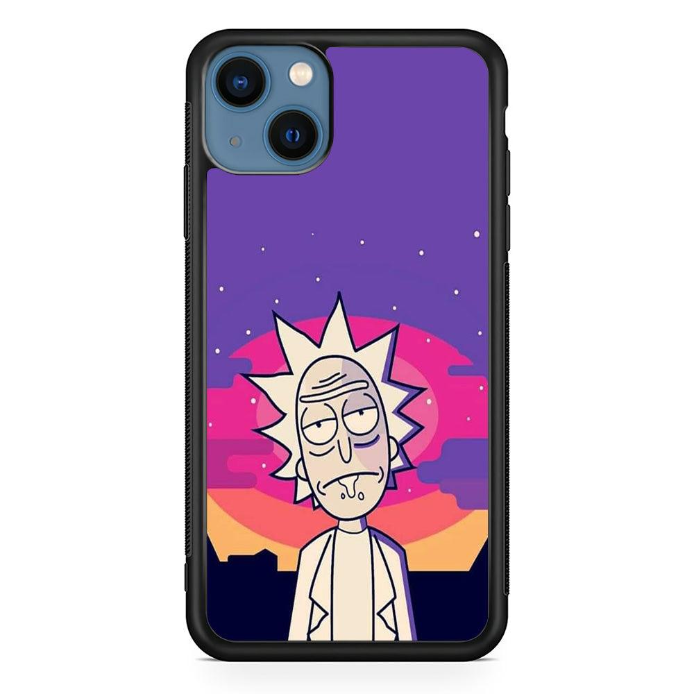 Rick and Morty Night Face iPhone 15 Case-Rubber Black (2D Case)-Oxvistore