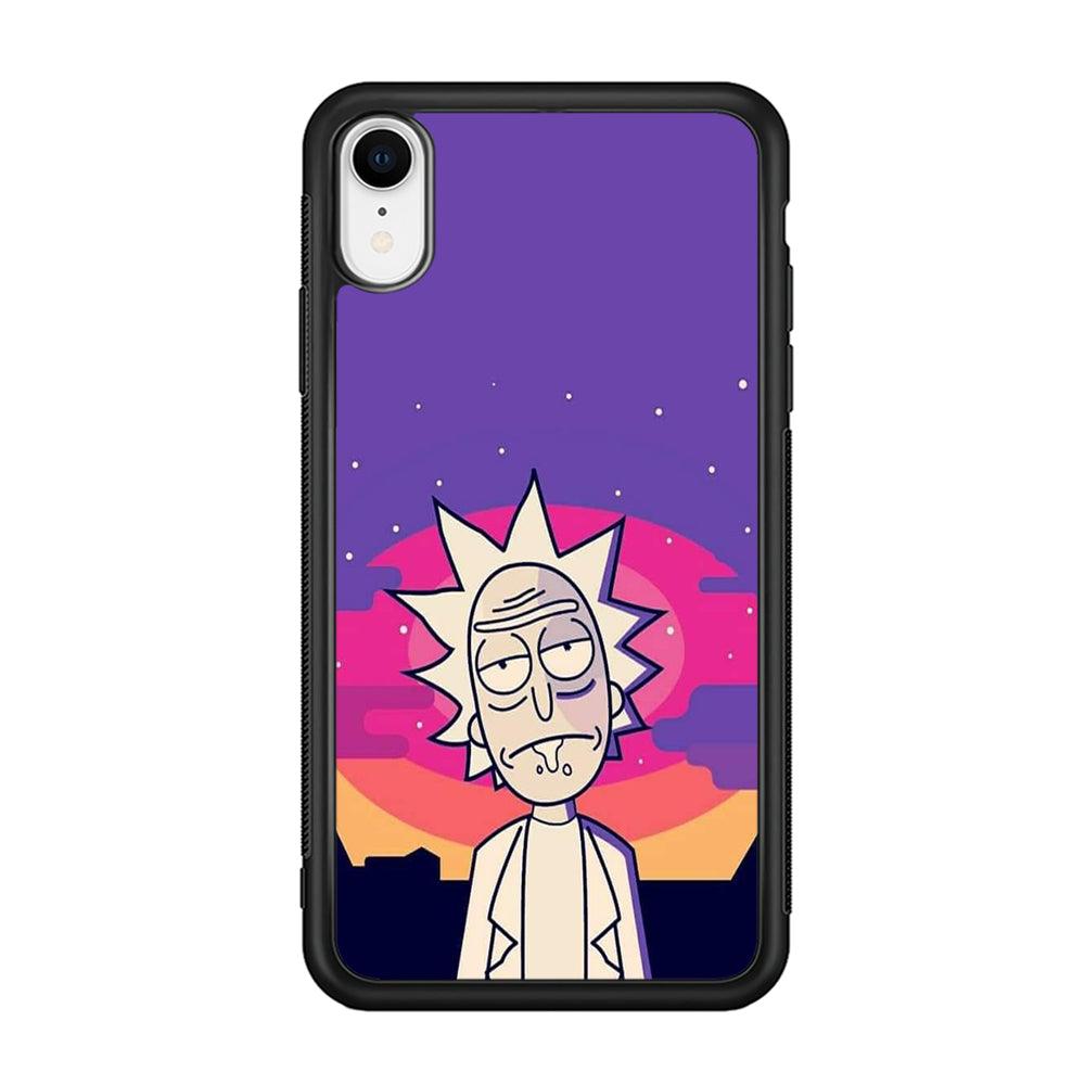 Rick and Morty Night Face iPhone XR Case-Rubber Black (2D Case)-Oxvistore
