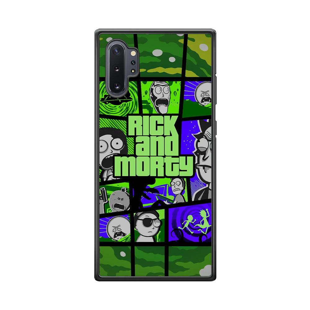 Rick and Morty Shapes of Gaming Samsung Galaxy Note 10 Plus Case-Rubber Black (2D Case)-Oxvistore