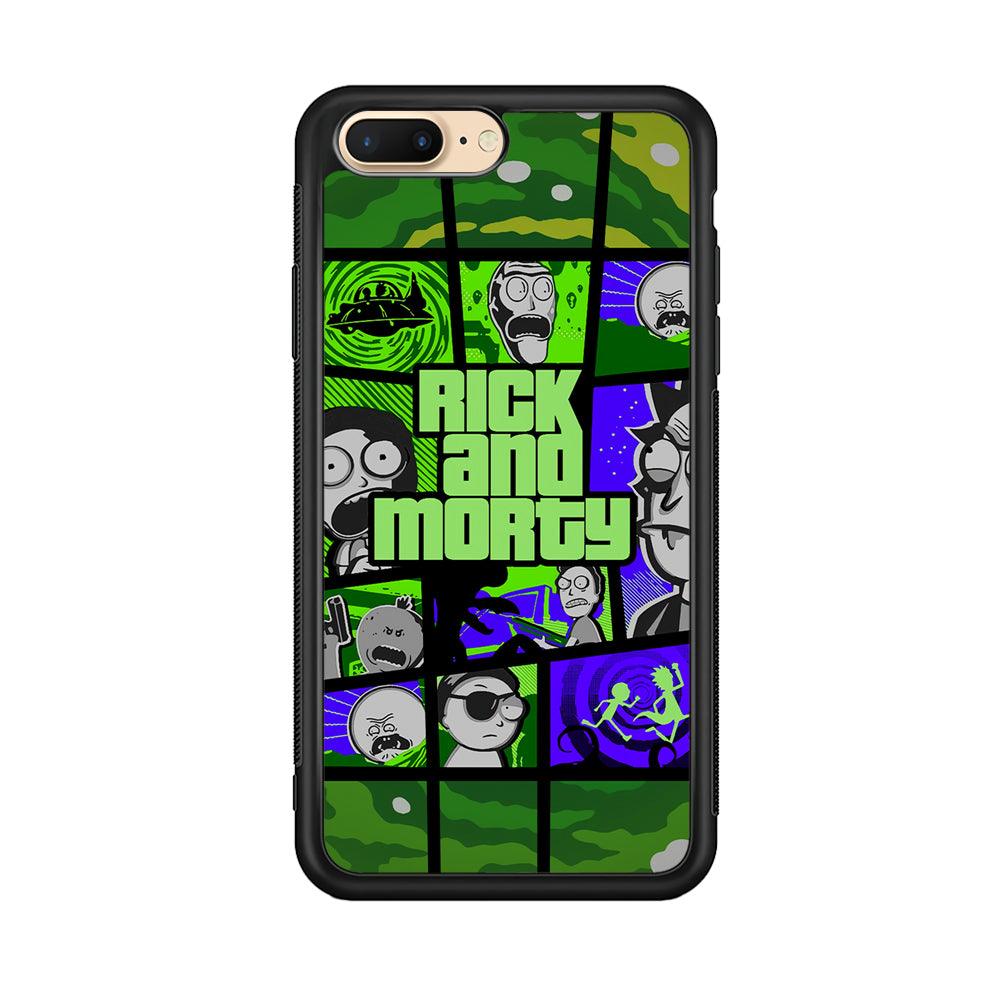 Rick and Morty Shapes of Gaming iPhone 7 Plus Case-Rubber Black (2D Case)-Oxvistore